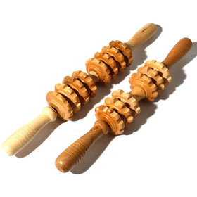 8 Roller Piece Handheld Cellulite Removal Massager Wood Legs Feet Lumbar Body Lymphatic Drainage Massage Stick