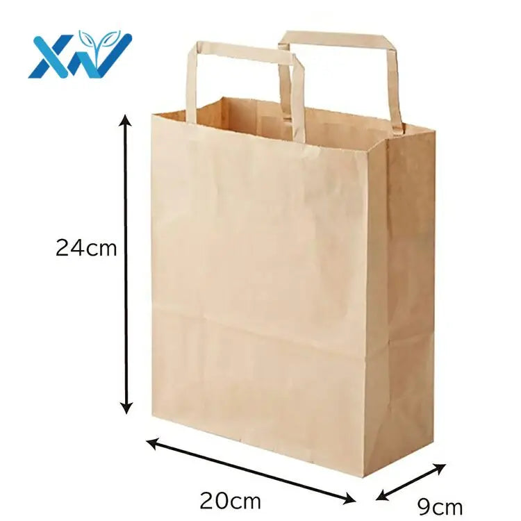 Custom Eco Friendly Biodegradable Brown Fast Food to Go Delivery Paperbag Restaurant Takeout Packaging Take Away Kraft Paper Bag