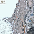 Nanyee Textile Large Rain Drop Glossy Mirror Shiny Silver Sequin Fabric
