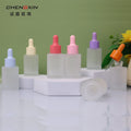 Hot Sale 30ml Frosted Glass Essence Oil Dropper Bottle Flat Shoulder Screen Printed for Face Cream Facial Cleanser & Serum