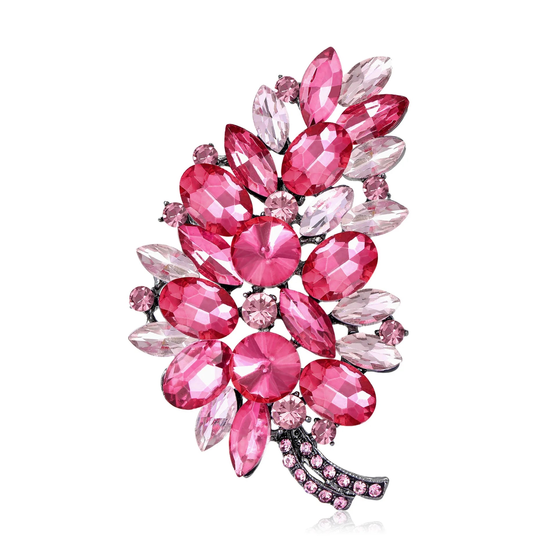 LUOXIN Fashion Elegant Jewelry Bouquet Mix Color Rhinestone Crystal Feather Shape Brooch Pin