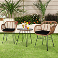 Three-piece Rattan Chair Table and Chair Leisure Luxury Outdoor Backrest Chair Home Coffee Table
