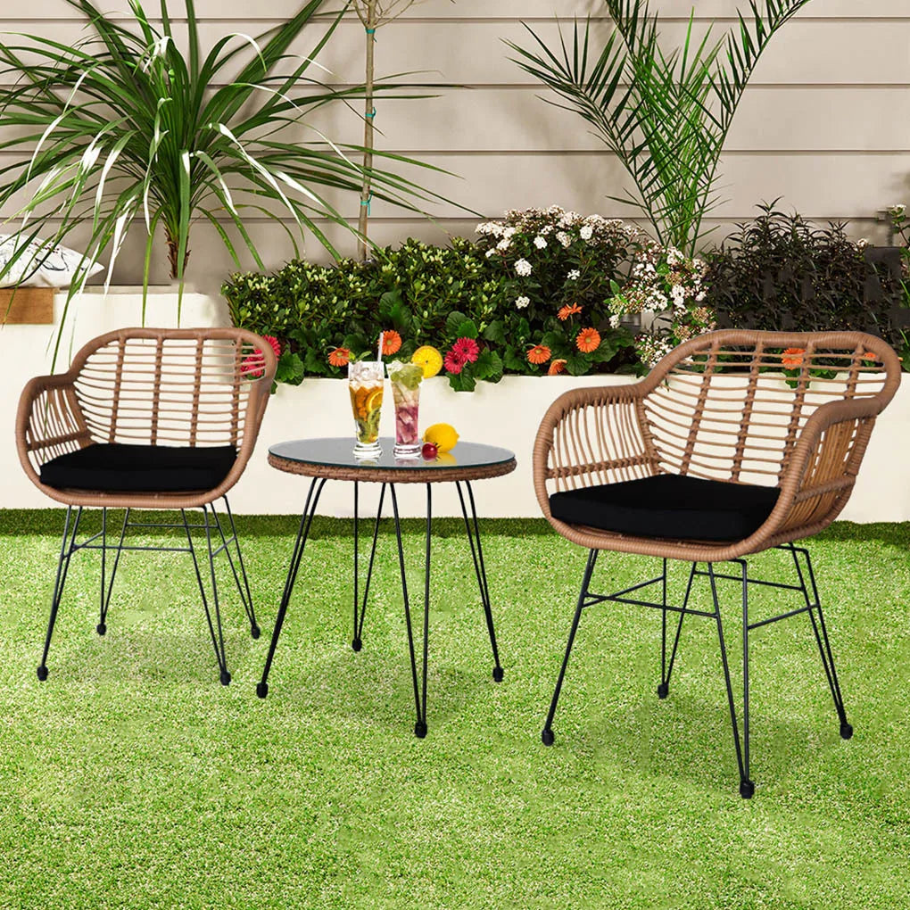 Three-piece Rattan Chair Table and Chair Leisure Luxury Outdoor Backrest Chair Home Coffee Table