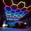 14 Grid Led Light Honeycomb Garage Lamp Led RGB Light Hexagon Modern Ceiling Lights for Auto Detailing Shop Garage