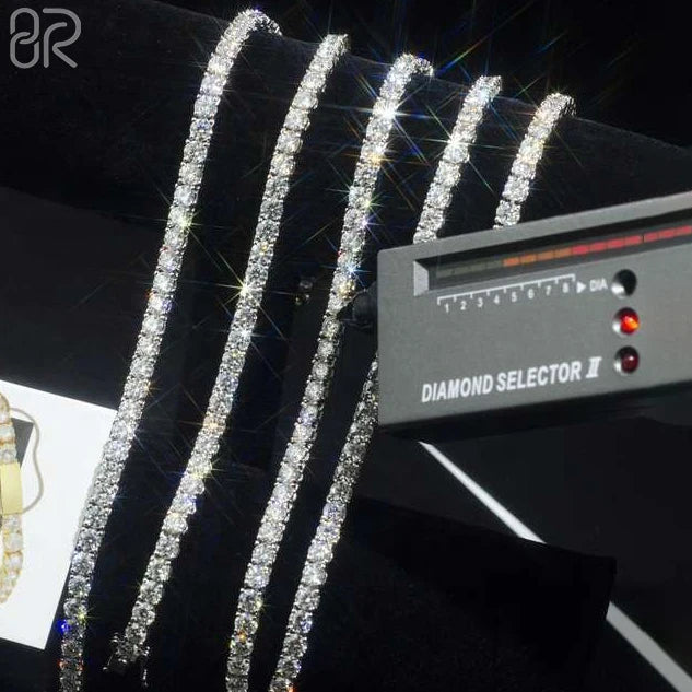 Wholesale Price 3MM 4MM 5MM Vvs Moissanite Tennis Chain Necklace Pass Diamond Tester Round Brilliant Cut Diamond Bracelet