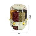 360 Degree Rotating 6-Grid Drawer Rectangle-Shaped Rice Container Dispenser for Cereal Grain Food Storage