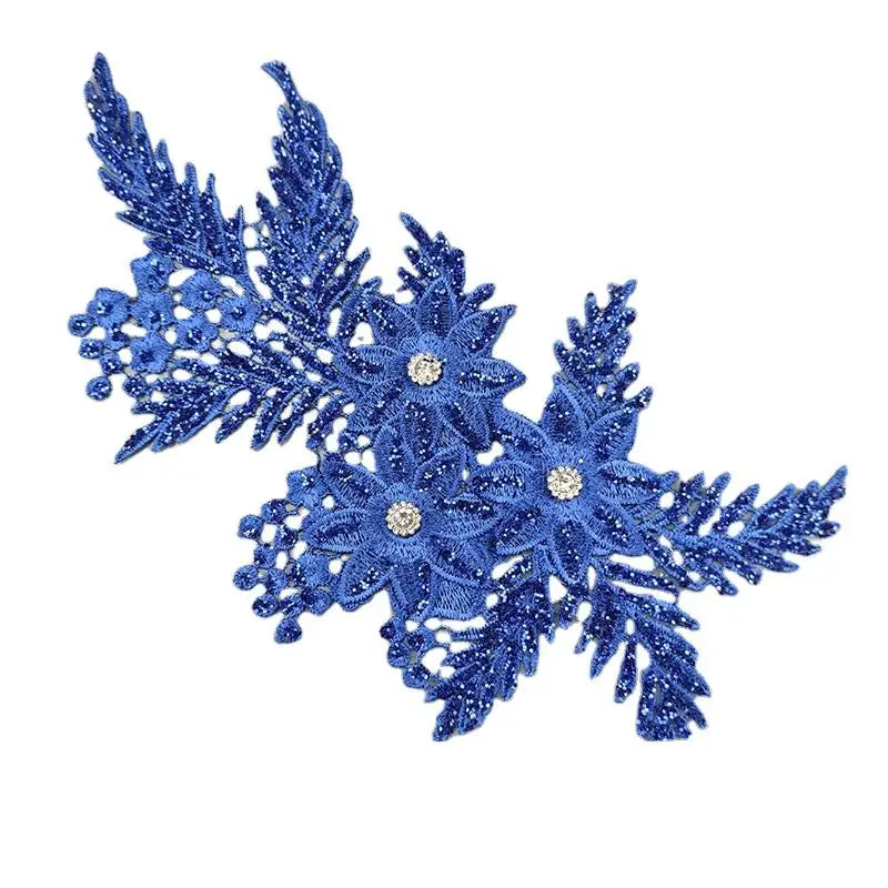 A New 3D Sequin Diamond Patch Southeast Asia Headband Decoration Water-soluble Embroidery Lace Applique Patchs ST01