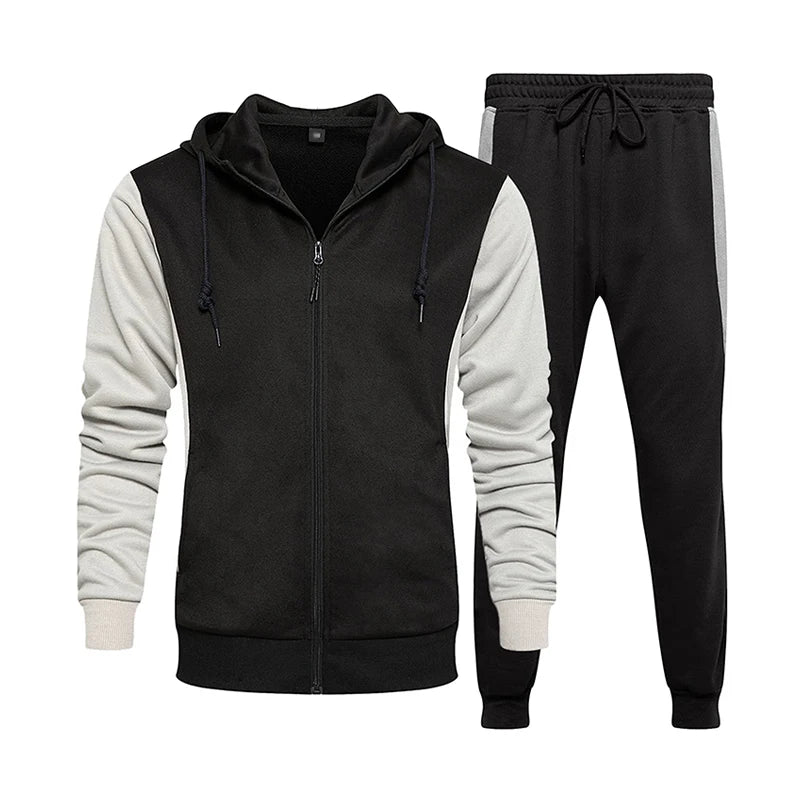 Custom Lightweight Windproof Breathable Four-Way Stretch Winter Plus Size Reversible Cotton Men's Tracksuit Hoodie Set for