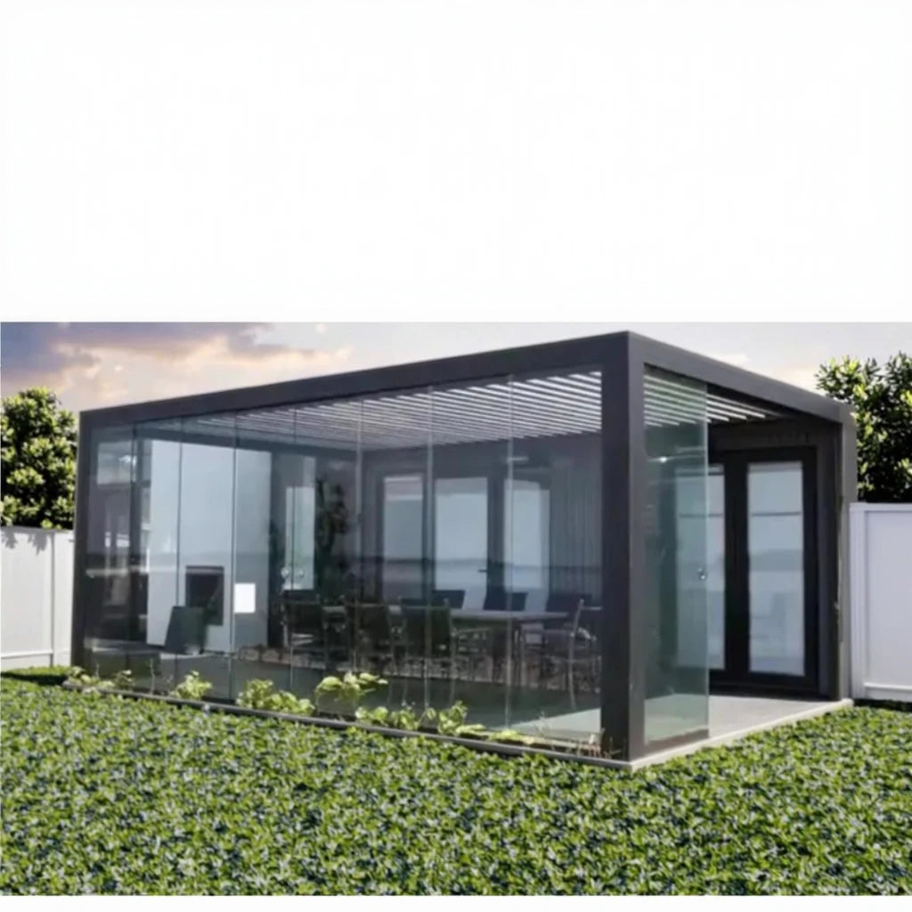 Aluminum Louvered Pergola with Flip Blades Fast Delivery for Balcony and Outdoor Small Spaces Use