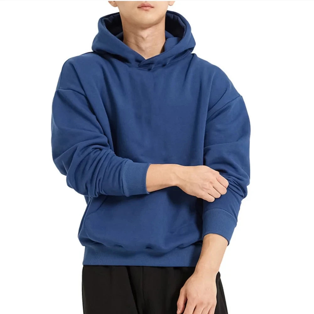 Heavyweight Cotton Plain 380gsm Pullover Hoodies Men Custom logo Oversized Blank Fleece Cropped Hoodies Men Sweatshirts
