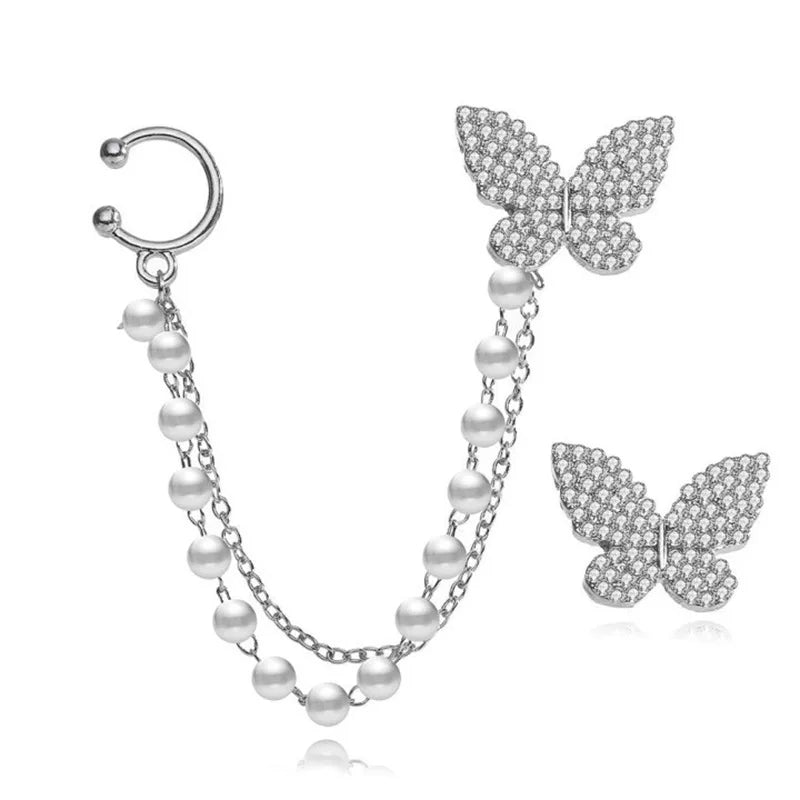 New Fashion Women Butterflies 14k Gold Ear Cuff Ear Clip Wrap Earring Clip on Earrings
