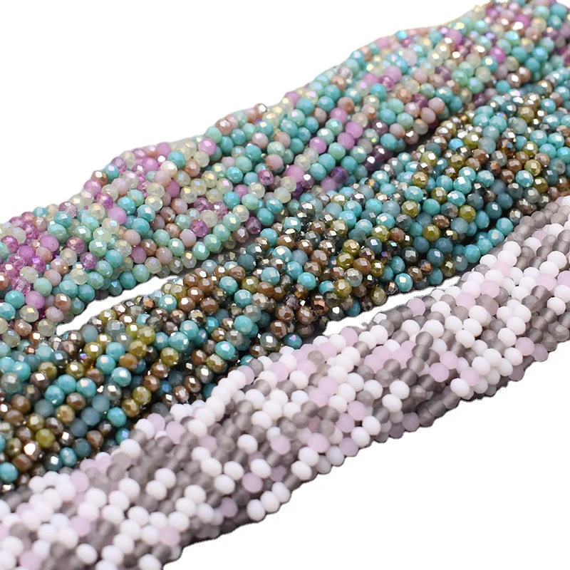 New 2mm 170pcs/lot Glass Seed Beads Rondelle Faceted Crystal Glass Beads Round Loose Spacer Beads for Jewelry Making DIY