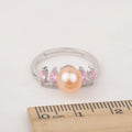 R030581 DIY 6-8mm Natural Freshwater Pearl Ring Accessory 925 Sterling Silver Adjustable Size Engagement Jewelry Ring for Women