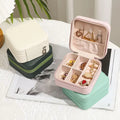 Travel Jewelry Organizer Storage Ring Gift Box Rectangle Square Shape Leather Zipper Bag for Earrings Necklaces Other Jewellery