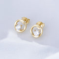 Fashion S925 Sterling Silver Geometric Round Hollow Bling Cubic Zircon Solitaire Fine Stud Earrings for Women Jewelry