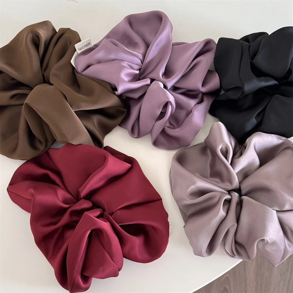 Large 18cm Burgundy Silk Satin Scrunches Hair Ties Accessories
