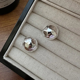 Fine Jewelry Minimalist Style Hypoallergenic 925 Sterling Silver Hammered Ball Stud Earring
