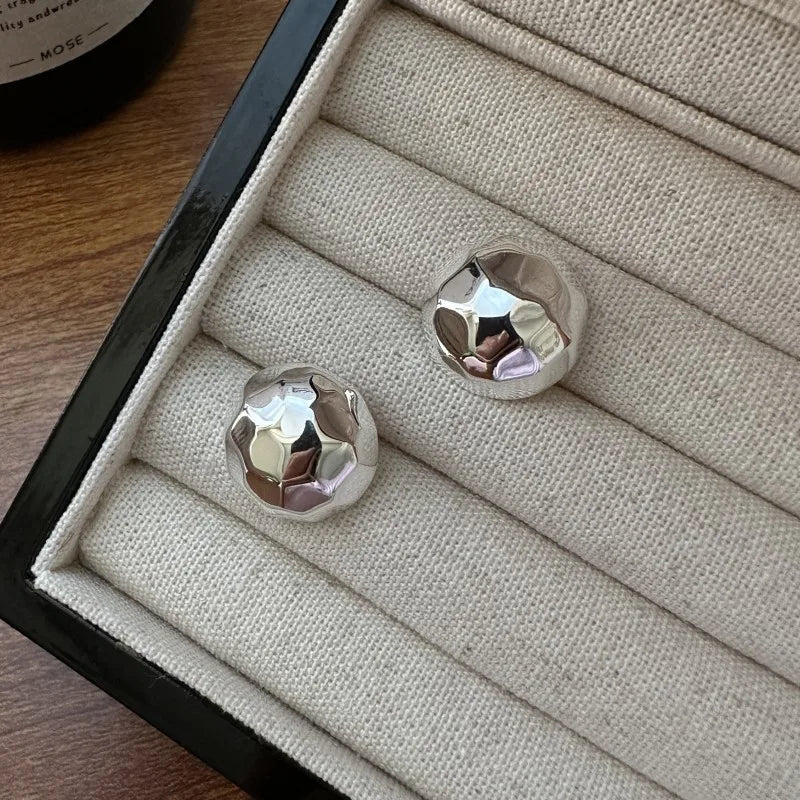 Fine Jewelry Minimalist Style Hypoallergenic 925 Sterling Silver Hammered Ball Stud Earring