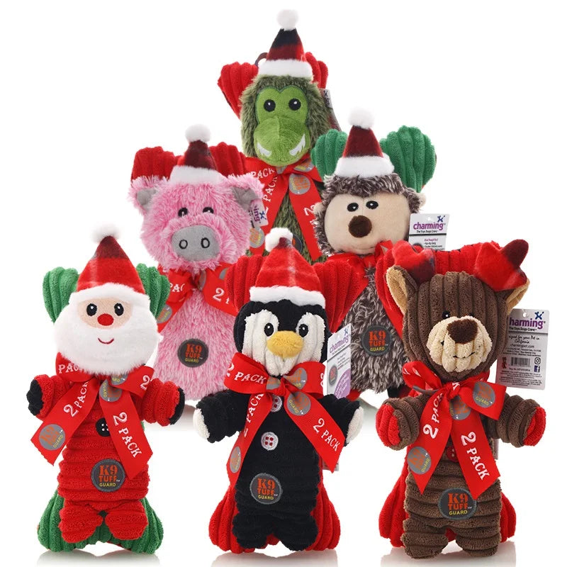 High Quality New Christmas Red Funny Soft Toys Dog Christmas Toys for Dogs
