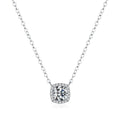 Fashion Jewelry square Cube Pendant Clavicle Chain 925 Sterling Silver Rhodium Plated 1ct Moissanite Pendant Necklace