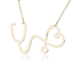 14K Gold Stethoscope Necklace for Women Real Gold Stethoscope Necklace Medical Jewelry Gifts for Doctor Nurse Medical Student