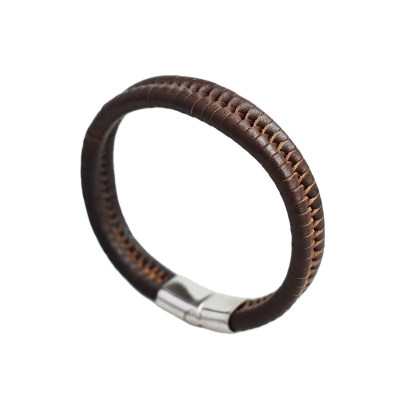 BMZ 2025 Hot Selling Flat Leather Bracelet Braided Genuine Leather Bracelet Maker