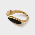 Fashion Minimalist Geometry Shape Painting Bohemia Women's 18K Gold Plated Stainless Steel Ring Exquisite Waterproof ORNAPEADIA