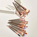 HMU Low Moq 15pcs Wholesale Professional Vegan Other Makeup Brush Custom Brown Make up Brush Set