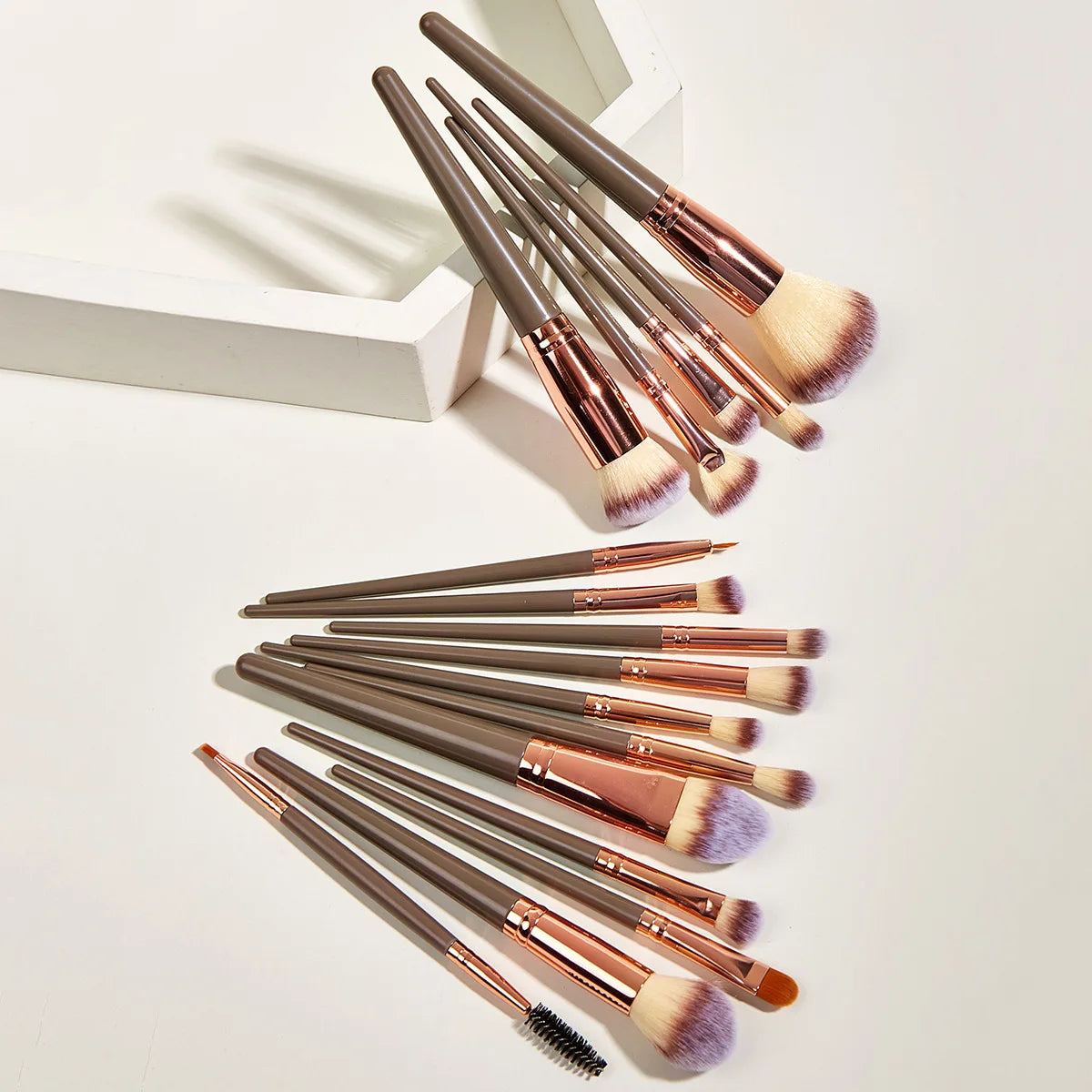 HMU Low Moq 15pcs Wholesale Professional Vegan Other Makeup Brush Custom Brown Make up Brush Set