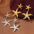 Romantic Double Sea Starfish Big Dangling Earrings Women Pvd Waterproof 18k Gold Plated Stainless Steel Sea Jewelry Wholesale