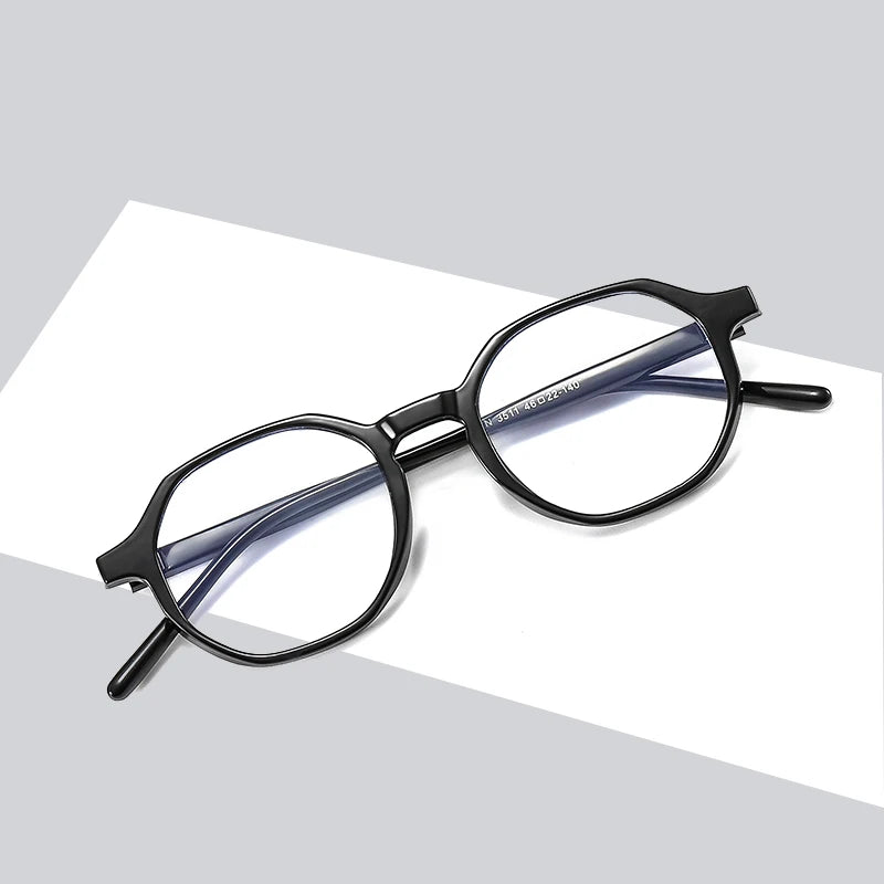 NatuweCo Unisex Classical Eyewear Hexagon Optical Black Red Yellow LOGO Print PC Prescription Eyeglasses for Myopia Hyperopia