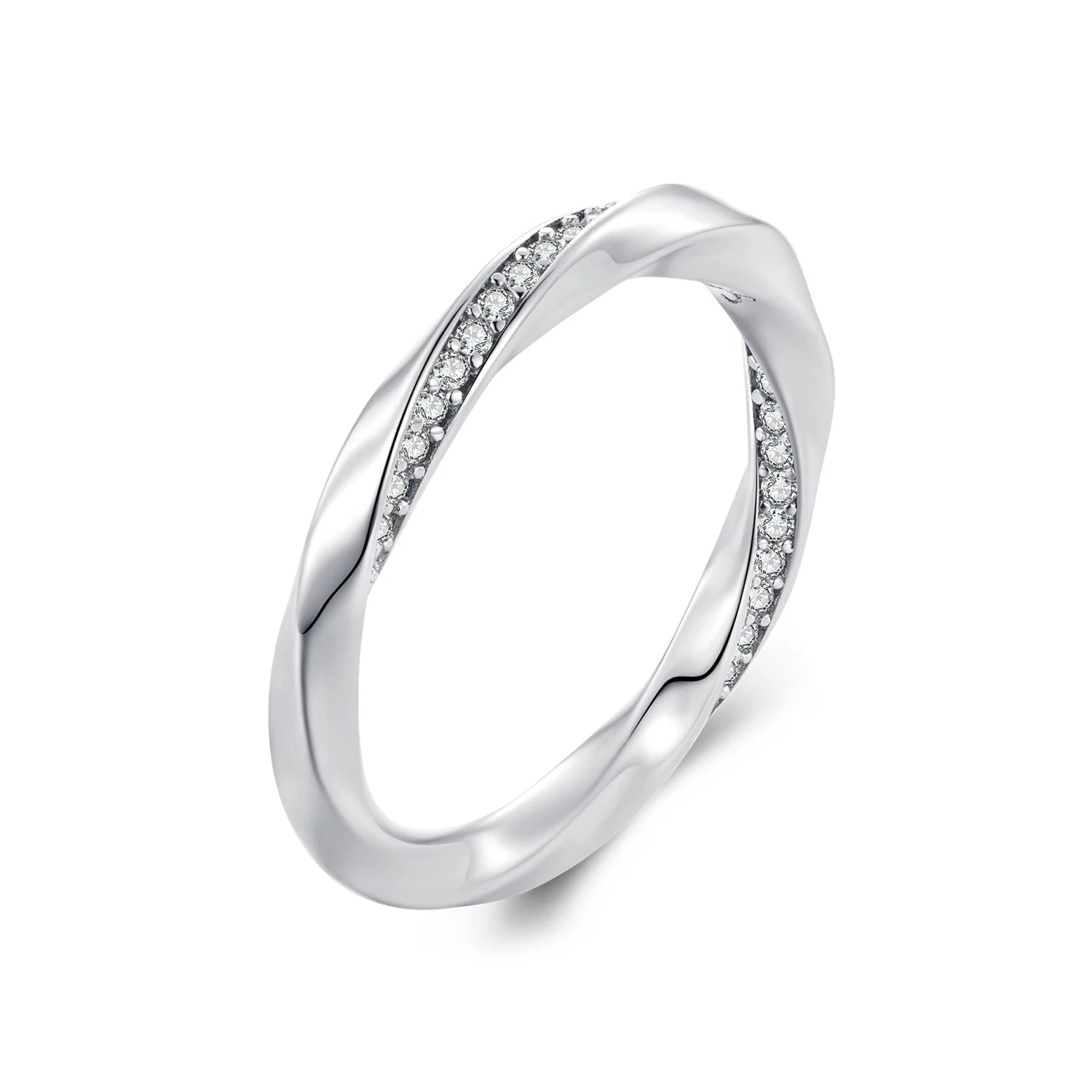 925 Sterling Silver Mobius Strip Promise Rings AAA Zircon Wedding Ring for Women for Love Geometric Ring Party Gift BSR457