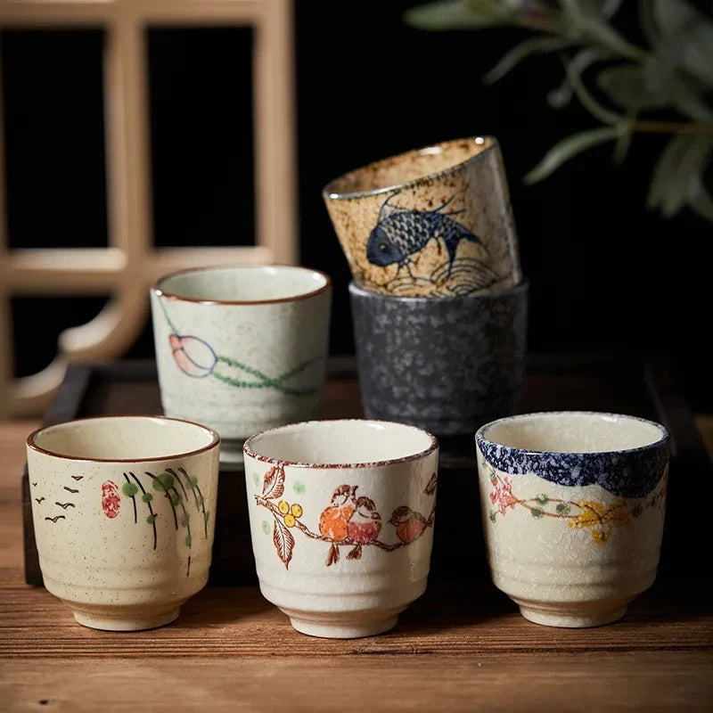 Simple 150ml Ceramic Espresso Cup Japanese Style Hand Painted Ceramic Coffee Tea Mug Retro Kung Fu Tea Cups