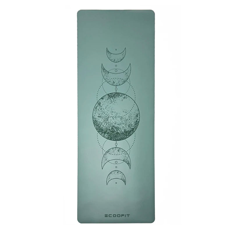 Green White Black Purple Pink Laser Engrave Moon Phase Customised Eco Natural Rubber Blue Pu Yoga Mat With Alignment Lines