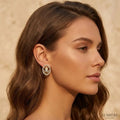 18K Gold Plated Oval Hollow Religious Pattern Stud Earrings Micro Pave Round CZ Colorful Jewelry for Women Anniversary Gift