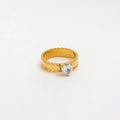 High End 18K Plain Gold Heart Zirconia Band Ring Stainless Steel Trendy Simple Gold Plated Jewelry