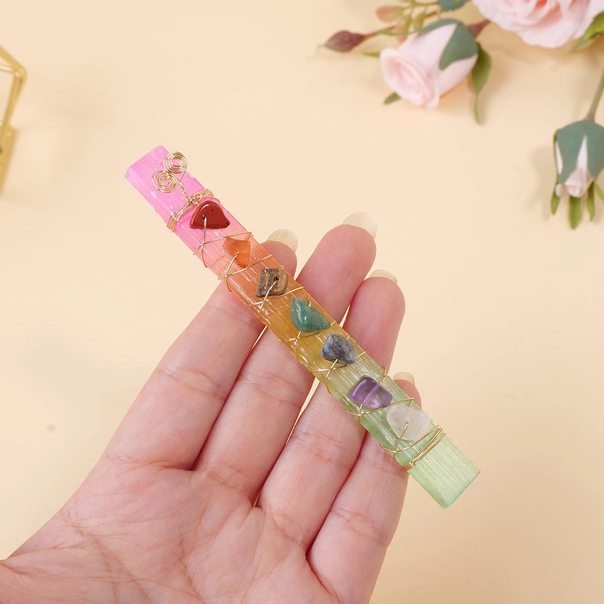 Wholesale of Natural Electroplated Moroccan Transparent Gypsum Strips and Nitrite Rods Carved Crystal Minerals for Gift Use