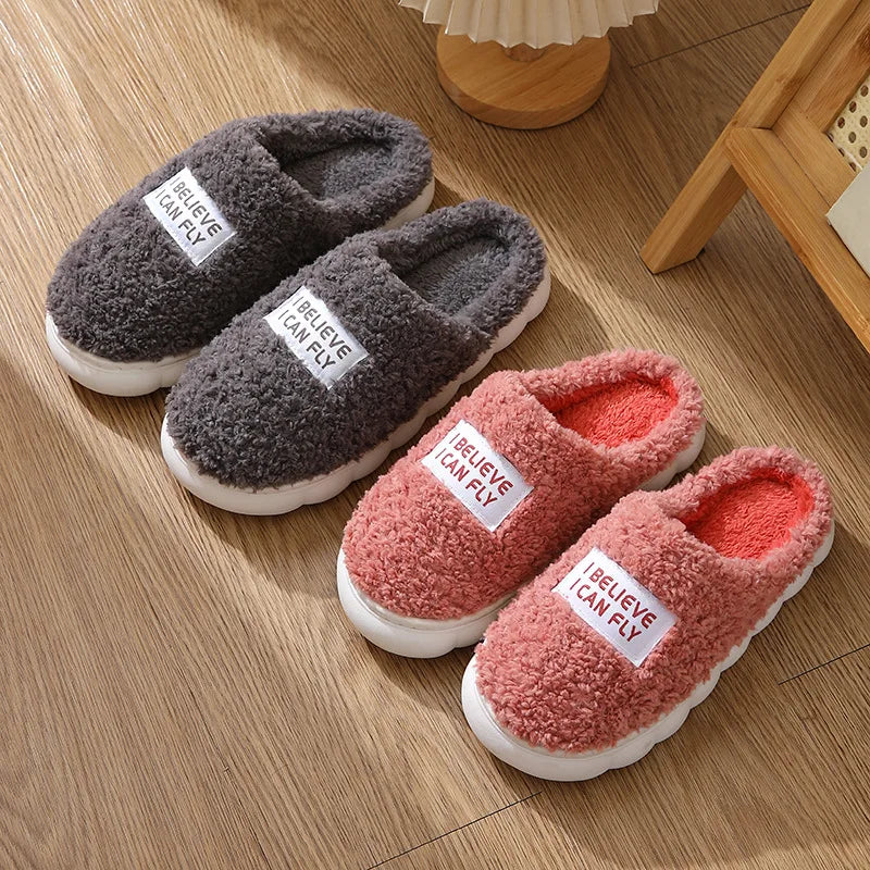 Winter new thick bottom household non-slip plush slippers for men and women cotton slippers