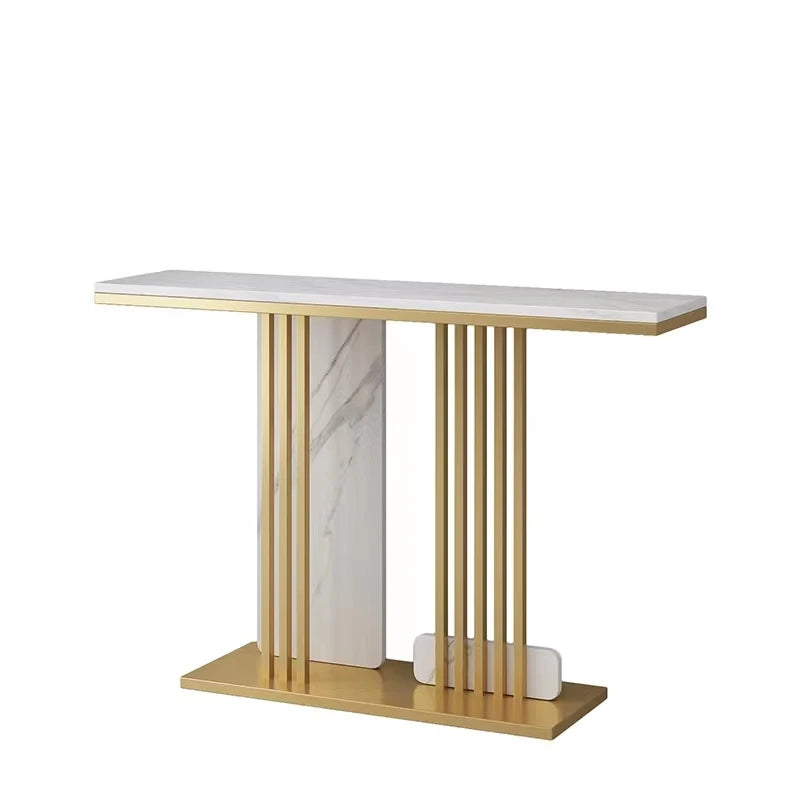 New Designer Hotel Marble Console Table Gold Metal Stainless Steel Long Hallway Entrance Modern Luxury Living Room Furniture