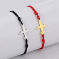 Handmade Stainless Steel Airplane Pendant on Waxed Line Bracelet Simple Fashion Charm Accessory