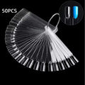 50tips/bag Pointed Nails Tips Practice Card Display False Nail Tips Fan Shaped Gel Polish Color Showing Palette Manicure Tool