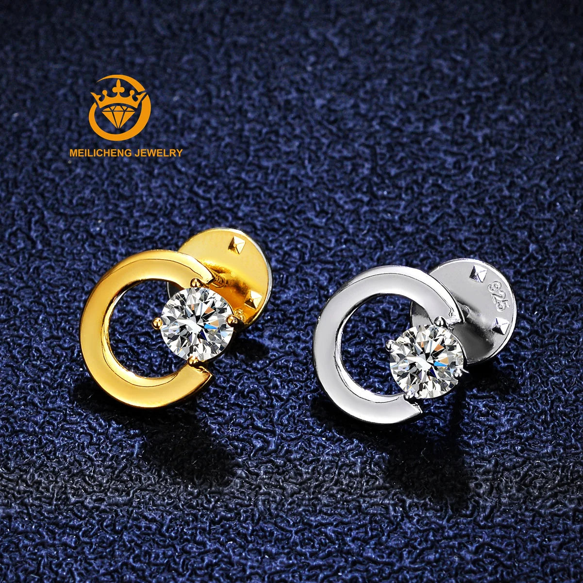 Moissanite 925 Sterling Silver Solitaire Round Cut Studs Earrings Jewelry White Gold Plated for Women Personalized Gifts