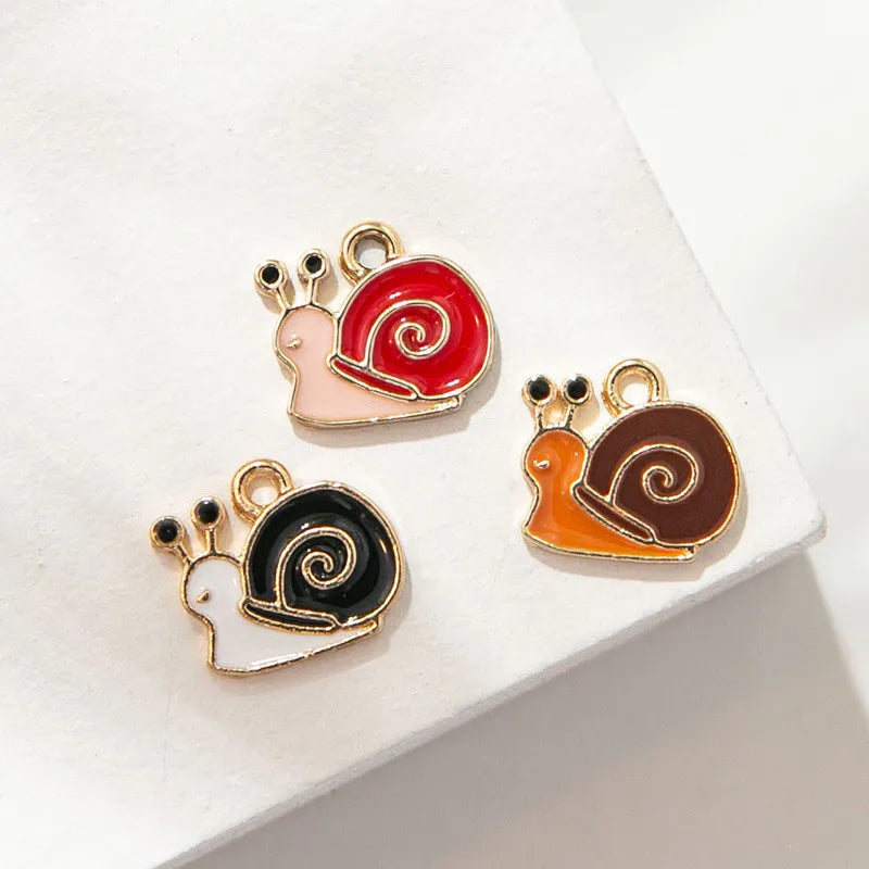 Gold Plated Enamel Alloy Animal Snail Charm Pendants for BraceletNecklaceEarrings DIY Jewelry Making Accessories
