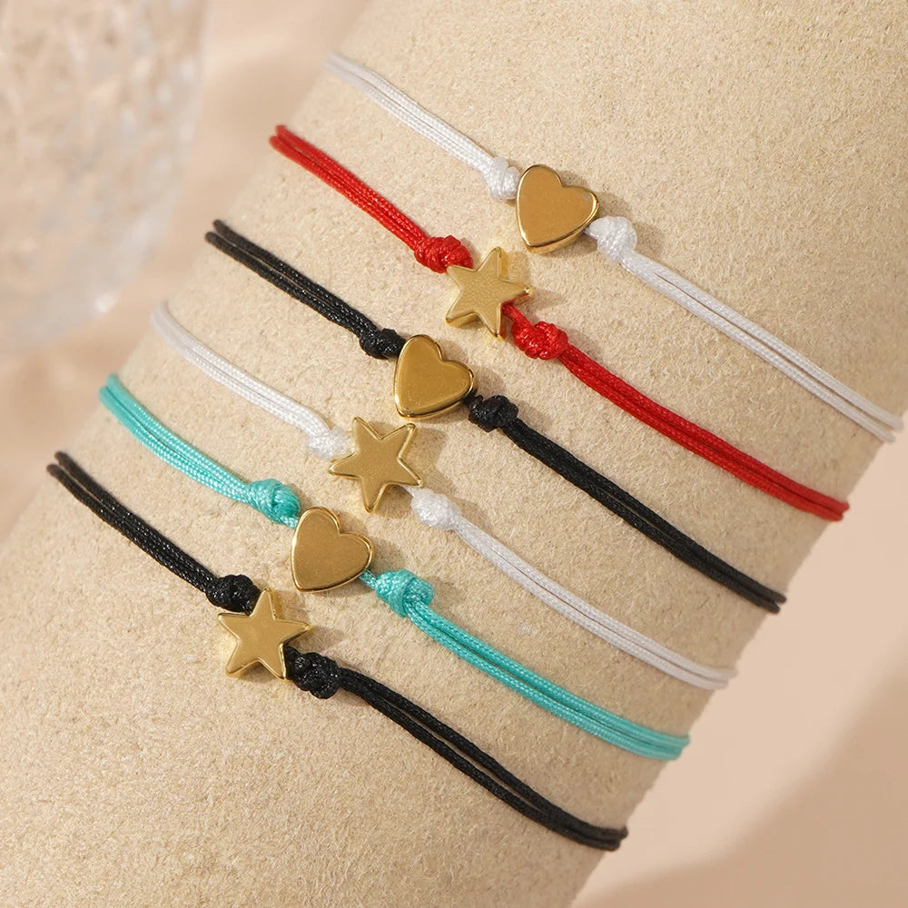 Go2boho Handmade Multicolor Rope Cord Women Men Bohemian Greek Tradition Jewelry Heart Star Charm March Chain Miracle Luck Gift