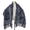 MWfur Rex Rabbit Fur Shawl for Women Winter Thicken Premium Hand Knitted Long Scarf with Fringes Pockets