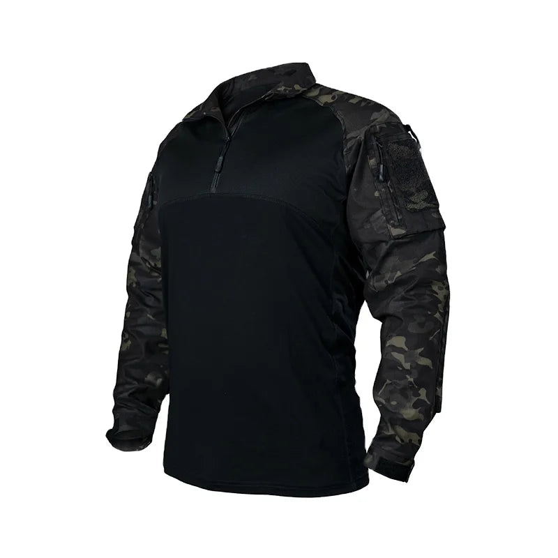 IDOGEAR Men BSR Tactical Top Long Sleeve Shirt Combat Clothing Combat Shirts Cargo Camo Shirt with Elbow Pads