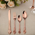 Top Quality Luxury Style Rose Gold Wedding Dinner Tableware Flatware Set Stainless Steel 18/0 Cutlery