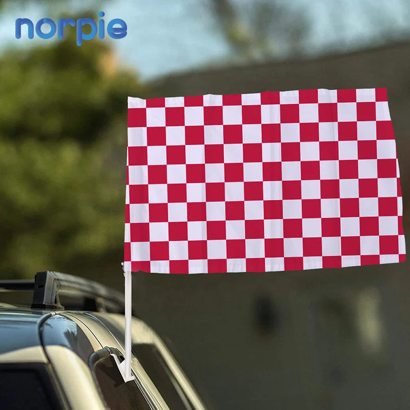 Blank Sublimation Your Logo Here White Car Window Flag with Pole  Single-sided Car Flag