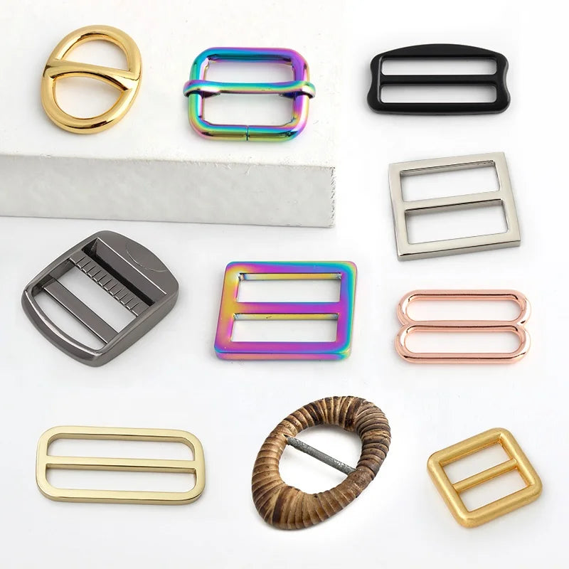 Nolvo Double Bag Zinc Alloy Metal Square 2 Tri Slider Buckle Adjust Webbing Bag Shoulder Strap Adjiuster Roller Slider Buckle
