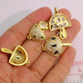CZ8857 Dainty 18K Gold Mini  Jewelry Supplies CZ CharmSmall Tiny Diamond Cubic Zirconia Mushroom Vegetable Charms Pendants